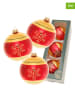 Krebs Glas Lauscha Kerstballen rood/goudkleurig - 3 stuks - Ø 8 cm