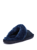 NICEBAY Pantoffels met schapenvacht "Emila" donkerblauw