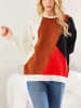 Milan Kiss Pullover in Schwarz/ Rot/ Hellbraun