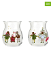 Holme Gaard 2-delige set: theelichthouders transparant/meerkleurig - (H)7,5 x Ø 7 cm