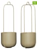 Hübsch 2-delige set: hangende bloembakken beige - (H)44 x Ø 16 cm