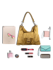 Mila Blu Leder-Schultertasche "Lavanda" in Braun- (B)39 x (H)34 x (T)4 cm