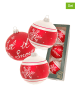 Krebs Glas Lauscha 3-delige set: kerstballen rood/wit - Ø 8 cm