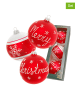 Krebs Glas Lauscha 3-delige set: kerstballen rood/wit - Ø 8 cm