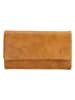 HIDE & STITCHES Leder-Geldbörse in Senf - (B)18 x (H)10 x (T)2 cm