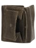 HIDE & STITCHES Leder-Geldbörse in Khaki - (B)10 x (H)8 x (T)2 cm