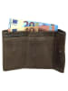 HIDE & STITCHES Leder-Geldbörse in Khaki - (B)10 x (H)8 x (T)2 cm