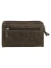 HIDE & STITCHES Leren portemonnee kaki - (B)16 x (H)9 x (D)2 cm