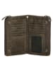 HIDE & STITCHES Leren portemonnee kaki - (B)16 x (H)9 x (D)2 cm