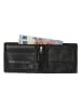 HIDE & STITCHES Leren portemonnee zwart - (B)11 x (H)9 x (D)2 cm