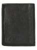 HIDE & STITCHES Leren portemonnee zwart - (B)9,5 x (H)11,5 x (D)2 cm