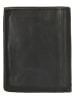 HIDE & STITCHES Skórzany portfel w kolorze czarnym - 9,5 x 11,5 x 2 cm