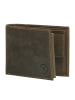 HIDE & STITCHES Leder-Geldbörse in Khaki - (B)12 x (H)9,5 x (T)2 cm