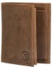 HIDE & STITCHES Leder-Geldbörse in Hellbraun - (B)9 x (H)12 x (T)2,5 cm