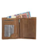 HIDE & STITCHES Leren portemonnee lichtbruin - (B)9 x (H)12 x (D)2,5 cm