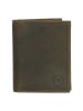 HIDE & STITCHES Leren portemonnee kaki - (B)9 x (H)12 x (D)2,5 cm