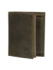 HIDE & STITCHES Leren portemonnee kaki - (B)9 x (H)12 x (D)2,5 cm