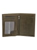 HIDE & STITCHES Leren portemonnee kaki - (B)9 x (H)12 x (D)2,5 cm