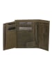 HIDE & STITCHES Leren portemonnee kaki - (B)9 x (H)12 x (D)2,5 cm