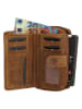 HIDE & STITCHES Skórzany portfel w kolorze jasnobrązowo-białym - 16,5 x 10 x 3 cm
