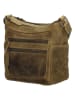 HIDE & STITCHES Leder-Umhängetasche in Oliv - (B)24 x (H)22 x (T)10 cm