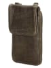 HIDE & STITCHES Leren smartphonetas olijfgroen - (B)11 x (H)20 x (D)2 cm