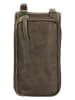 HIDE & STITCHES Leren smartphonetas olijfgroen - (B)11 x (H)20 x (D)2 cm