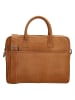 HIDE & STITCHES Leder-Businesstasche in Cognac - (B)39 x (H)31 x (T)7 cm