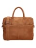 HIDE & STITCHES Leder-Businesstasche in Cognac - (B)40 x (H)33 x (T)9 cm
