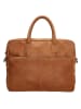 HIDE & STITCHES Leder-Businesstasche in Cognac - (B)40 x (H)33 x (T)9 cm