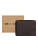 HIDE & STITCHES Skórzany portfel w kolorze ciemnobrązowym - 11,5 x 9 x 2 cm