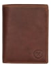 HIDE & STITCHES Leren portemonnee cognackleurig - (B)9 x (H)12 x (D)2 cm