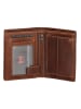 HIDE & STITCHES Leder-Geldbörse in Cognac - (B)9 x (H)12 x (T)2 cm