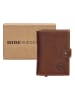 HIDE & STITCHES Leder-Geldbörse in Cognac - (B)7 x (H)10 x (T)1,5 cm