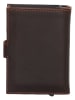 HIDE & STITCHES Skórzany portfel w kolorze ciemnobrązowym - 7 x 10 x 1,5 cm