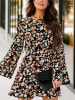 Milan Kiss Jurk zwart/crème/oranje