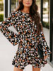 Milan Kiss Jurk zwart/crème/oranje