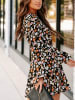 Milan Kiss Jurk zwart/crème/oranje