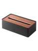 Yamazaki Kosmetiktuchbox "Rin" in Schwarz - (B)26 x (H)8,5 x (T)13 cm