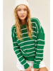 Chezalou Sweter w kolorze zielono-białym