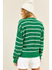 Chezalou Sweter w kolorze zielono-białym