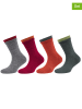 s.Oliver 4-delige set: sokken rood/grijs/groen