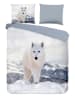 Pure Komplet pościeli "White Fox" w kolorze biało-niebieskim z mikrofibry