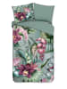 Descanso Satijnen beddengoedset "Allison" groen/roze
