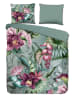 Descanso Satijnen beddengoedset "Allison" groen/roze