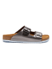 Comfortfusse Leder-Pantoletten in Silber