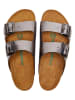 Comfortfusse Leder-Pantoletten in Silber