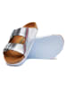 Comfortfusse Leren slippers zilverkleurig