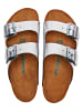 Comfortfusse Leren slippers zilverkleurig