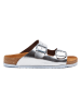 Comfortfusse Leren slippers zilverkleurig